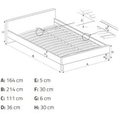 Letto matrimoniale 160x200cm imbottito con cassettoni in velluto grigio Lux