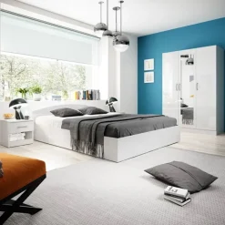 Letto matrimoniale 160x200cm standard bianco lucido Roma-Sorrento