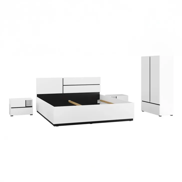 Letto matrimoniale 160x200cm testiera reversibile bianco opaco Lolla