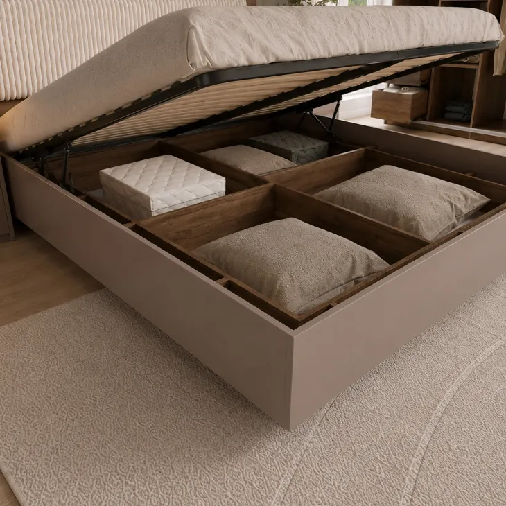 Letto matrimoniale 160x200 contenitore con comodini noce marrone Dusk