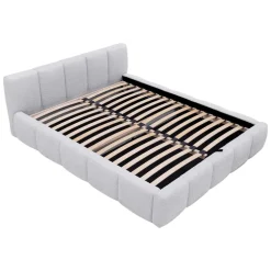Letto oversize 180x200cm con rete contenitore imbottito tessuto bouclé bianco Aluna
