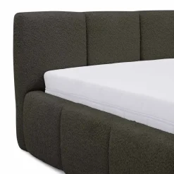 Letto oversize 180x200cm con rete contenitore imbottito tessuto bouclé nero Aluna