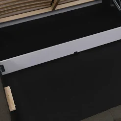 Letto oversize 180x200cm con rete contenitore imbottito tessuto bouclé nero Aluna