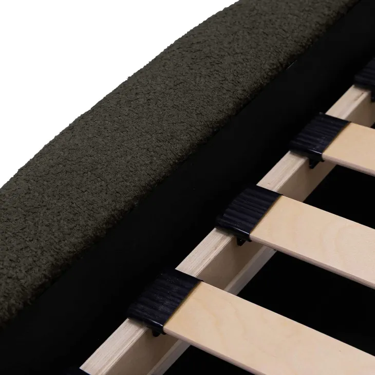 Letto oversize 180x200cm con rete contenitore imbottito tessuto bouclé nero Aluna