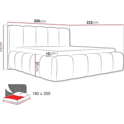 Letto oversize 180x200cm con rete contenitore imbottito nero Aluna