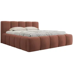 Letto oversize 180x200cm con rete contenitore imbottito rosso mattone Aluna