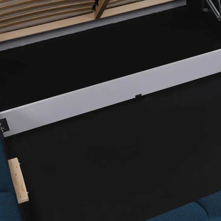 Letto oversize 180x200cm con rete contenitore imbottito blu Aluna