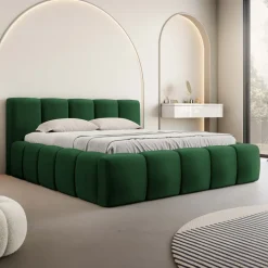 Letto oversize 180x200cm con rete contenitore imbottito verde Aluna