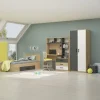 Letto singolo cameretta 90x200cm reversibile con cassettone rovere antracite Chiaretto