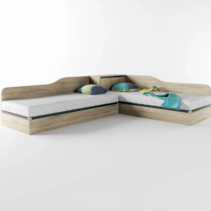 Letto singolo contenitore doppio 82x190cm moderno rovere Stefano