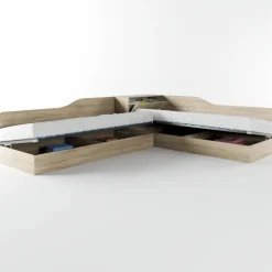 Letto singolo contenitore doppio 82x190cm moderno rovere Stefano