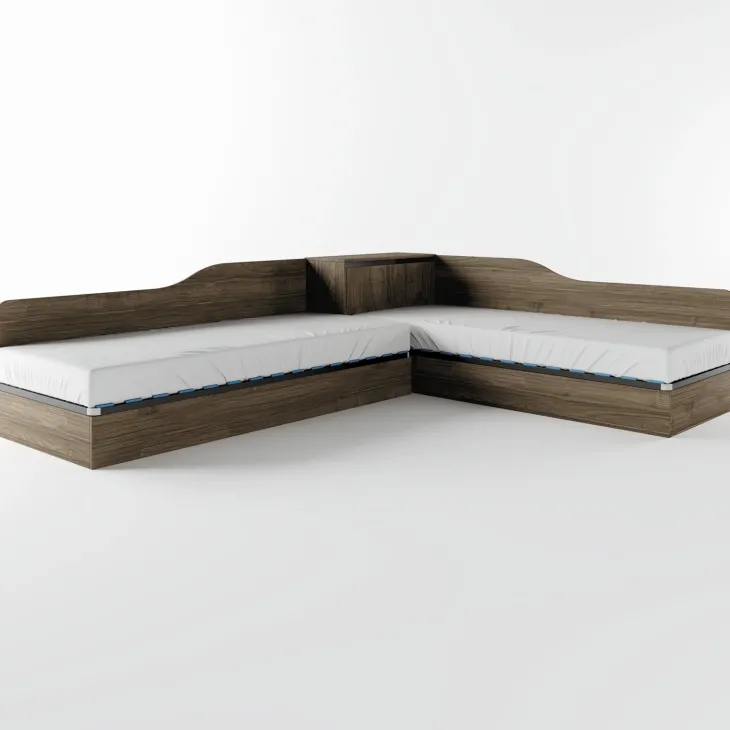 Letto singolo contenitore doppio 82x190cm moderno noce Stefano
