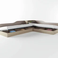 Letto singolo contenitore doppio 82x190cm moderno rovere scuro marrone Stefano