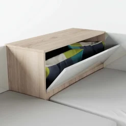 Letto singolo contenitore doppio 82x190cm moderno rovere bianco lucido Stefano