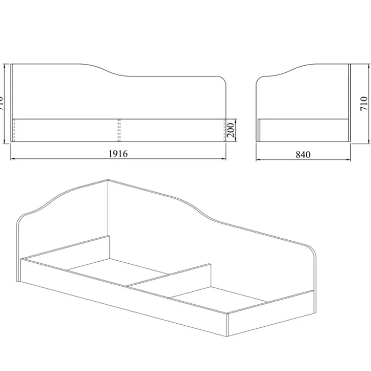 Letto singolo contenitore 82x190cm reversibile bianco opaco Alex Gihome®