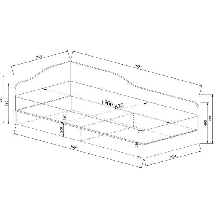Letto singolo contenitore 82x190cm reversibile noce Alex Gihome®