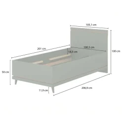 Letto singolo contenitore 100x200 cm con rete mattone Yu