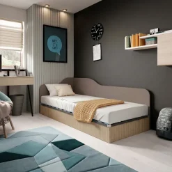 Letto singolo contenitore 82x190cm reversibile rovere scuro marrone Alex Gihome®
