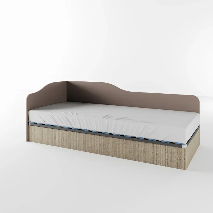 Letto singolo contenitore 82x190cm reversibile rovere scuro marrone Alex Gihome®
