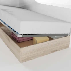 Letto singolo contenitore 82x190cm reversibile rovere bianco lucido Alex Gihome®