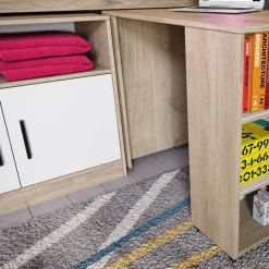 Letto singolo 90x200cm a soppalco rovere sonoma bianco opaco Erick