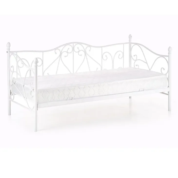Letto singolo 90x200cm classico con testiera in metallo bianco Azahara