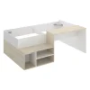 Letto singolo 90x190cm con cassetti e scrivania bianco rovere Adrian