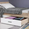 Letto singolo 90x200cm con 2 cassetti rovere bianco opaco Paulo