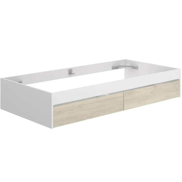 Letto singolo 90x190cm con 2 cassettoni bianco rovere Bellix
