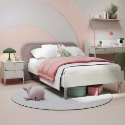 Letto singolo 90x200cm con rete beige cashmere tortora Rita