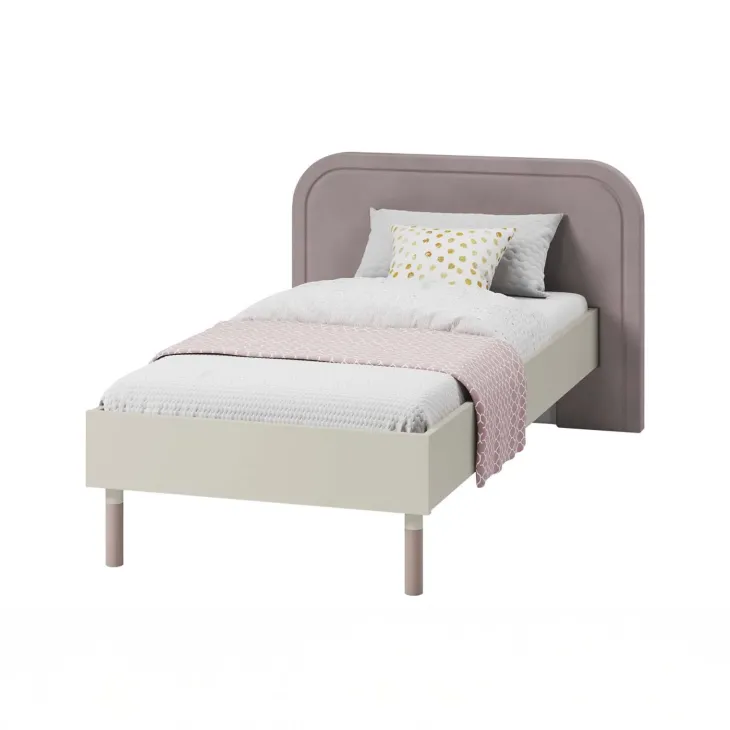 Letto singolo 90x200cm con rete beige cashmere tortora Rita