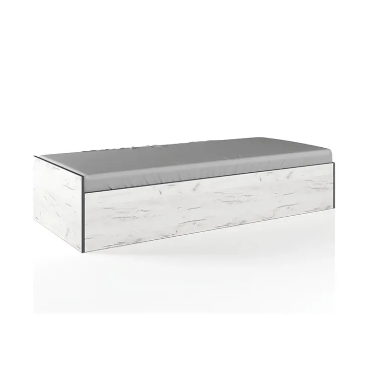 Letto singolo 90x200cm contenitore bianco rustico grigio Zadar