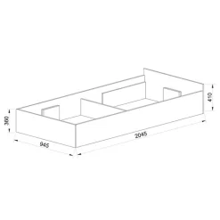 Letto singolo 90x200cm contenitore bianco rustico verde Zadar