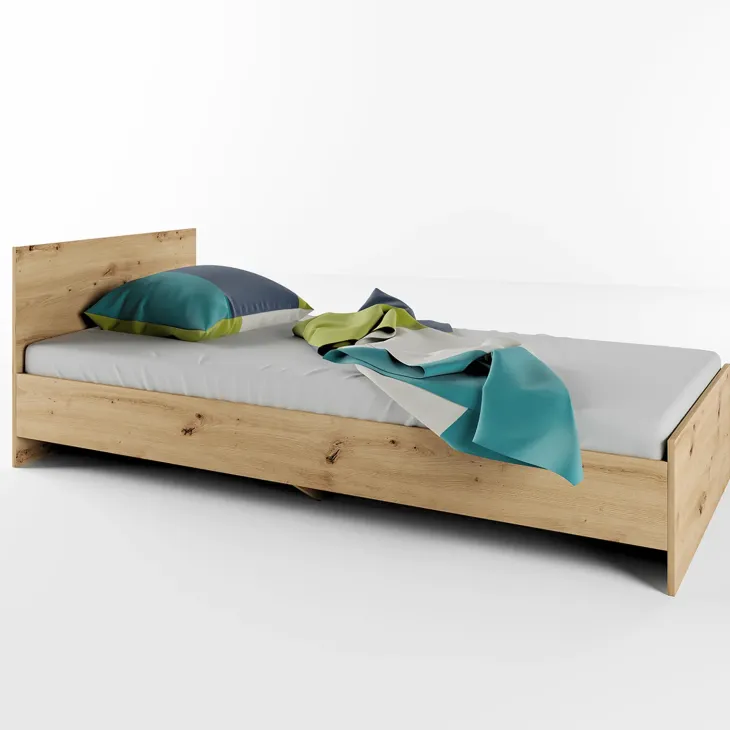 Letto singolo 90x200cm moderno rovere rustico Marco