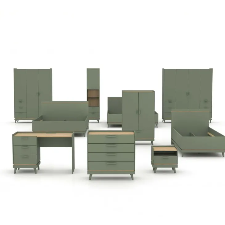 Letto singolo 100x200 cm moderno verde salvia Yu