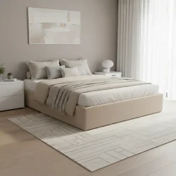 Letto sommier matrimoniale contenitore 160x200 cm con rete beige Winny