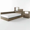Letto una piazza e mezza contenitore 120x190cm con libreria e comodino noce Manzoni