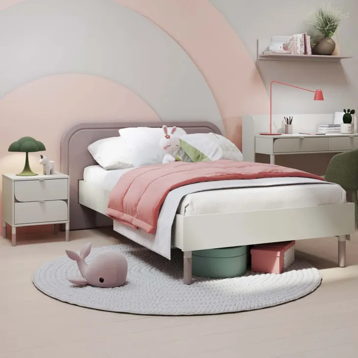 Letto una piazza e mezza 120x200cm con rete beige cashmere tortora Rita
