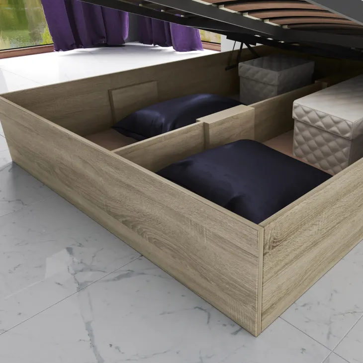 Letto 140x200cm alla francese contenitore rovere sonoma Camilla Gihome®