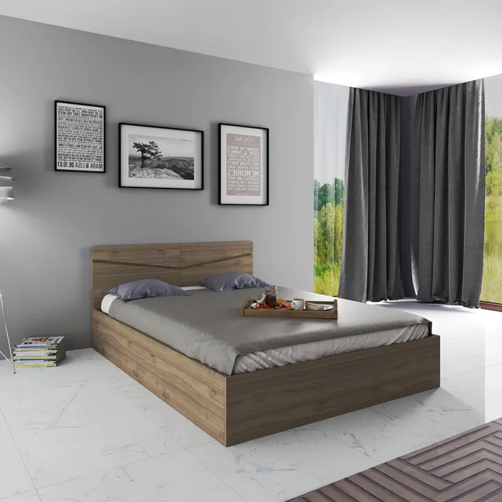 Letto 140x200cm alla francese contenitore noce Camilla Gihome®