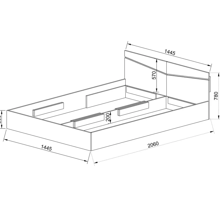 Letto 140x200cm alla francese contenitore noce Camilla Gihome®
