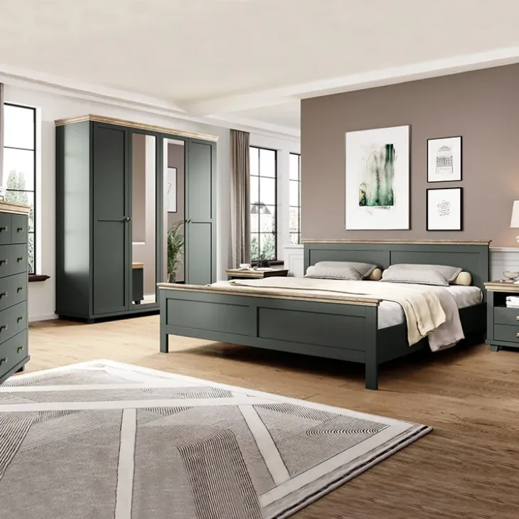 Letto 140x200cm alla francese design moderno verde quercia Texel