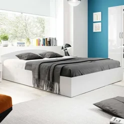 Letto 140x190cm alla francese moderno bianco lucido Tropea