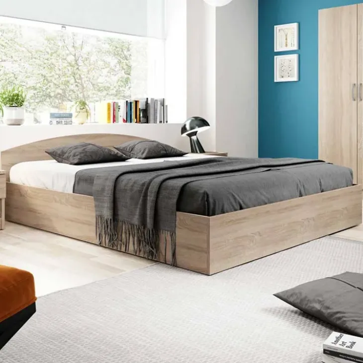 Letto 140x190cm alla francese moderno rovere Tropea