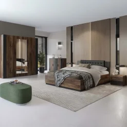 Letto 140x200cm alla francese rovere scuro nero Vulcano