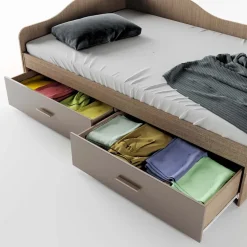 Letto 120x190cm con cassettoni rovere scuro marrone Beccaria