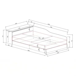 Letto 120x190cm contenitore una piazza e mezza con comò noce Joel