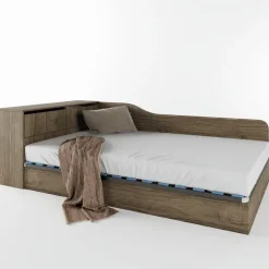 Letto 120x190cm contenitore una piazza e mezza con comò noce Joel
