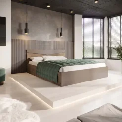 Letto 160x200cm matrimoniale contenitore rovere scuro marrone Camilla Gihome®