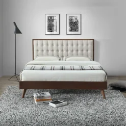 Letto 160x195cm matrimoniale imbottito moderno noce capitonnè Rifon